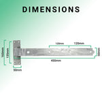 Heavy Duty Cranked Hook & Band Gate Garage Hinges - 450mm / 18