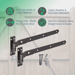 Gate Garage Hinges Cranked Hook Band Pair & Fixings - 600mm / 24