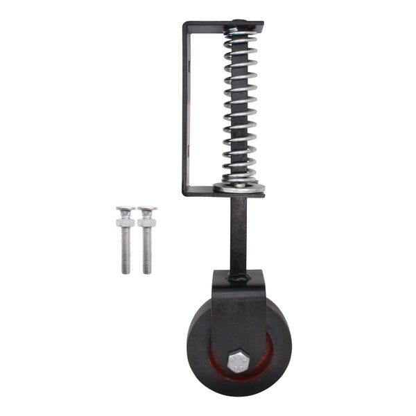 Heavy Duty Spring Loaded Gate Garage Door Wheel on Castor - 102mm - 138kg Load - Black - tradefit - Featured Image