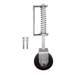 Heavy Duty Spring Loaded Gate Garage Door Wheel on Castor - 102mm - 138kg Load - Galvanised - tradefit