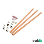 Handrail Kit Wooden / Timber Effect - Interior Use - 3600mm - Red Oak Effect / Brushed Silver - tradefit - 3