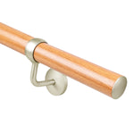 Handrail Kit Wooden / Timber Effect - Interior Use - 3600mm - Red Oak Effect / Brushed Silver - tradefit - 1