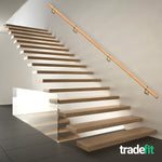 Handrail Kit Wooden / Timber Effect - Interior Use - 3600mm - Red Oak Effect / Brushed Silver - tradefit - 4