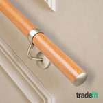 Handrail Kit Wooden / Timber Effect - Interior Use - 3600mm - Red Oak Effect / Brushed Silver - tradefit - 6