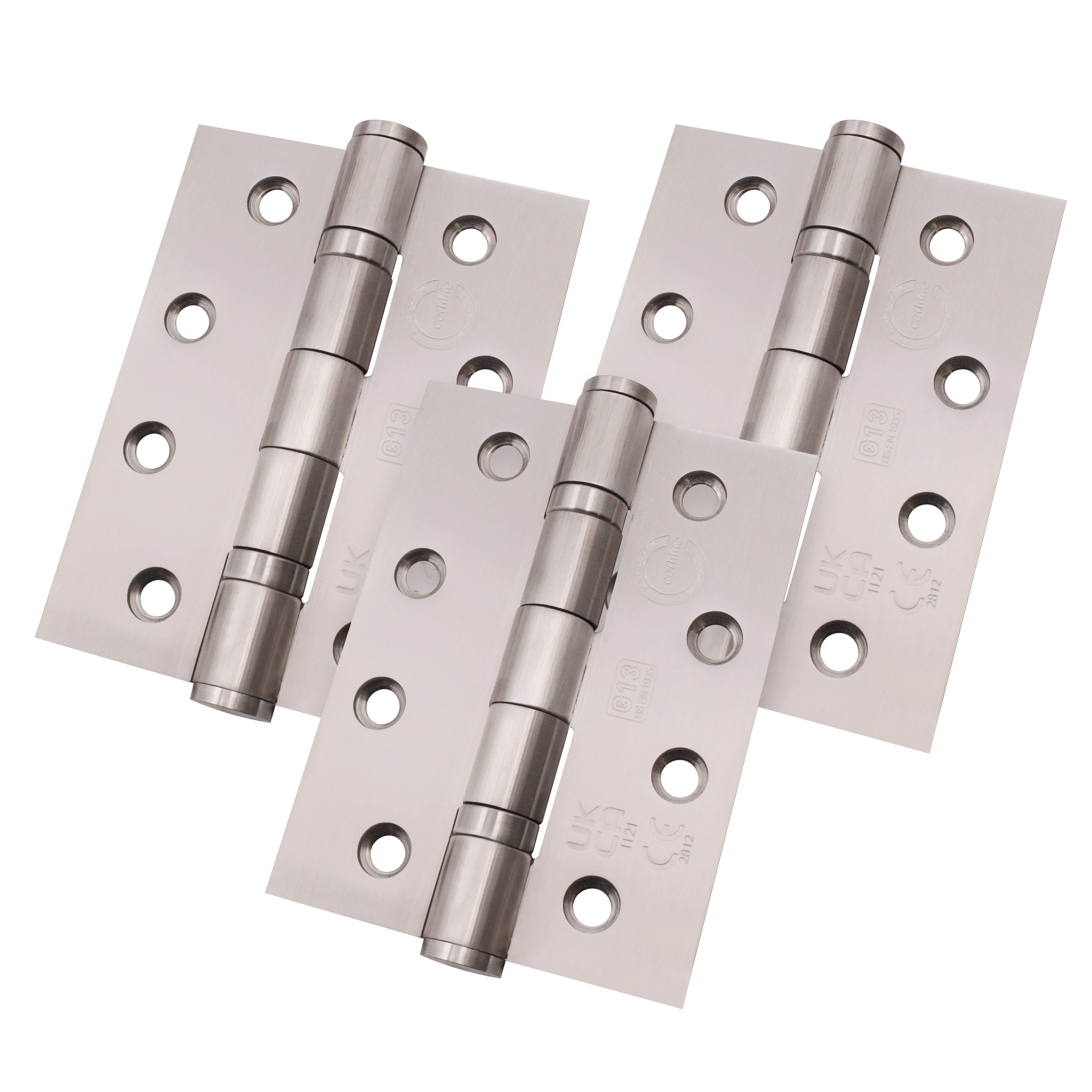 Fire Door Hinges 4" Stainless Steel Grade 13 102x76x3mm Pack 3