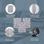 Satin Stainless Fire Door Hinges - 4 Inch/102mm - Grade 13 Steel Ball Bearing - Pack 3 - tradefit - 3