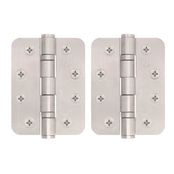 Satin Stainless Fire Door Hinges - 4 Inch/102mm - Grade 13 Steel Ball Bearing - Pack 2 - Radius - tradefit