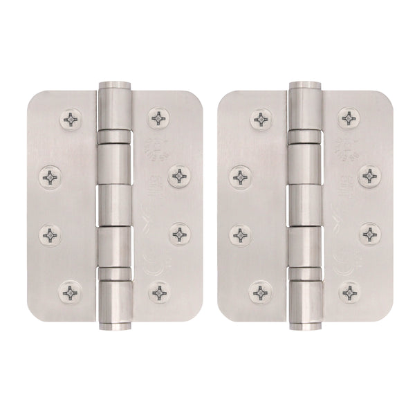 Satin Stainless Fire Door Hinges - 4 Inch/102mm - Grade 13 Steel Ball Bearing - Pack 2 - Radius - tradefit - Featured Image