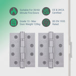 Satin Stainless Fire Door Hinges - 4 Inch/102mm - Grade 13 Steel Ball Bearing - Pack 2 - tradefit - 2