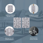 Satin Stainless Fire Door Hinges - 4 Inch/102mm - Grade 13 Steel Ball Bearing - Pack 2 - tradefit - 3