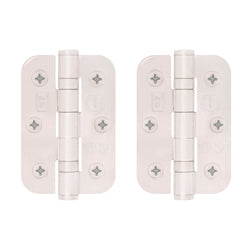 Stainless Ball Bearing Fire Door Hinges Grade 7 - 76x50x2mm - Radius Corners - Polished - Pair Including Screws - tradefit