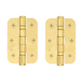 PVD Brass Fire Door Hinges - 3 Inch/76mm - Grade 7 Steel Ball Bearing - Pack 2 - Radius