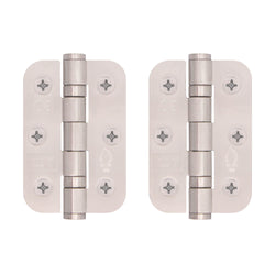Satin Stainless Fire Door Hinges - 3 Inch/76mm - Grade 7 Steel Ball Bearing - Pack 2 - Radius - tradefit