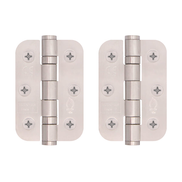 Satin Stainless Fire Door Hinges - 3 Inch/76mm - Grade 7 Steel Ball Bearing - Pack 2 - Radius - tradefit - Featured Image