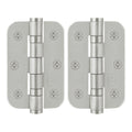 Satin Stainless Fire Door Hinges - 3 Inch/76mm - Grade 7 Steel Ball Bearing - Pack 2 - Radius