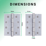 Door Hinges Grade 7 Stainless Steel Washered - 101.6x76.2x2.0mm - Polished Stainless - tradefit - 4