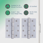 Door Hinges Grade 7 Stainless Steel Washered - 101.6x76.2x2.0mm - Polished Stainless - Case 40 Packs - tradefit - 2