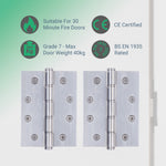 Door Hinges Grade 7 Stainless Steel Washered - 101.6x76.2x2.0mm - Polished Stainless - tradefit - 2