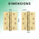 Door Hinges Grade 7 Stainless Steel Washered - 101.6x76.2x2.0mm - PVD Brass - Case 40 Packs - tradefit - 4