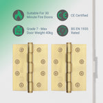 Door Hinges Grade 7 Stainless Steel Washered - 101.6x76.2x2.0mm - PVD Brass - Case 40 Packs - tradefit - 2