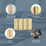 Door Hinges Grade 7 Stainless Steel Washered - 101.6x76.2x2.0mm - PVD Brass - Case 40 Packs - tradefit - 3