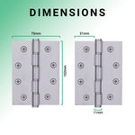 Door Hinges Grade 7 Stainless Steel Washered - 101.6x76.2x2.0mm - Satin Stainless - Case 40 Packs - tradefit - 4
