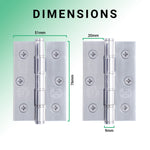 Door Hinges Grade 7 Stainless Steel Washered - 76x50.8x2mm - Polished Stainless - tradefit - 4