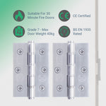 Door Hinges Grade 7 Stainless Steel Washered - 76x50.8x2mm - Polished Stainless - Case Packs 40 - tradefit - 2