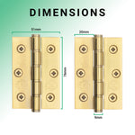 Door Hinges Grade 7 Stainless Steel Washered - 76x50.8x2mm - PVD Brass - tradefit - 4