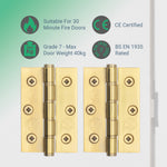 Door Hinges Grade 7 Stainless Steel Washered - 76x50.8x2mm - PVD Brass - Case 40 Packs - tradefit - 2