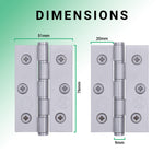 Door Hinges Grade 7 Stainless Steel Washered - 76x50.8x2mm - Satin Stainless - Case of 40 - tradefit - 4