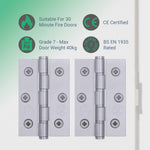 Door Hinges Grade 7 Stainless Steel Washered - 76x50.8x2mm - Satin Stainless - Case of 40 - tradefit - 2