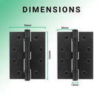 Black Fire Door Hinges – 4 Inch/102mm – Grade 11 Steel Ball Bearing – Pack 2 - tradefit - 5