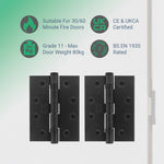 Black Fire Door Hinges – 4 Inch/102mm – Grade 11 Steel Ball Bearing – Pack 2 - tradefit - 4