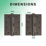 Bronze Fire Door Hinges – 4 Inch/102mm – Grade 11 Steel Ball Bearing – Pack 2 - tradefit - 3