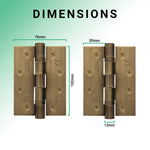 Florentine Bronze Fire Door Hinges – 4 Inch/102mm – Grade 11 Steel Ball Bearing – Pack 2 - tradefit - 5