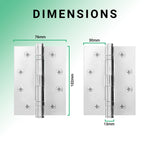 Polished Chrome Fire Door Hinges – 4 Inch/102mm – Grade 11 Steel Ball Bearing – Pack 2 - tradefit - 4