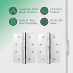 Polished Chrome Fire Door Hinges – 4 Inch/102mm – Grade 11 Steel Ball Bearing – Pack 2 - tradefit - 3