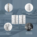 Polished Chrome Fire Door Hinges – 4 Inch/102mm – Grade 11 Steel Ball Bearing – Pack 2 - tradefit - 5