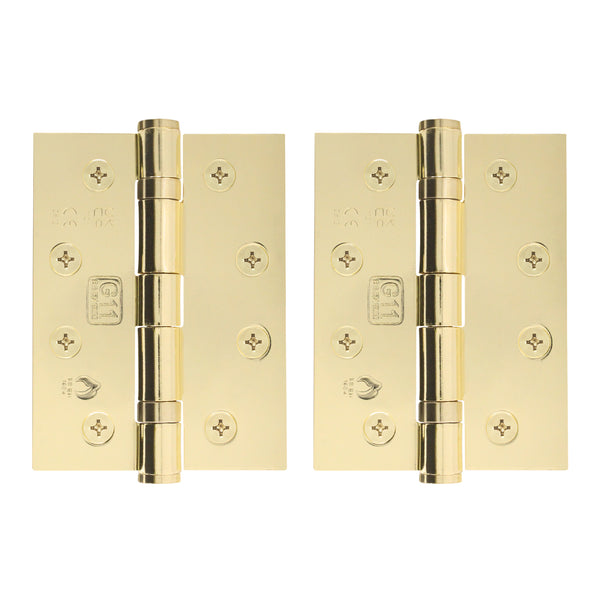 Polished Brass Fire Door Hinges – 4 Inch/102mm – Grade 11 Steel Ball Bearing – Pack 2 - tradefit - Featured Image