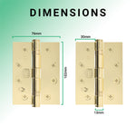 Polished Brass Fire Door Hinges – 4 Inch/102mm – Grade 11 Steel Ball Bearing – Pack 2 - tradefit - 5