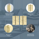 Polished Brass Fire Door Hinges – 4 Inch/102mm – Grade 11 Steel Ball Bearing – Pack 2 - tradefit - 6