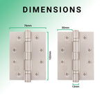 Satin Nickel Fire Door Hinges – 4 Inch/102mm – Grade 11 Steel Ball Bearing – Pack 2 - tradefit - 5