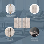 Satin Nickel Fire Door Hinges – 4 Inch/102mm – Grade 11 Steel Ball Bearing – Pack 2 - tradefit - 6