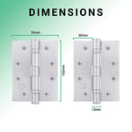 Satin Chrome Fire Door Hinges – 4 Inch/102mm – Grade 11 Steel Ball Bearing – Pack 2 - tradefit - 5