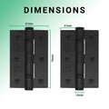 Black Fire Door Hinges - 3 Inch/76mm - Grade 7 Steel Ball Bearing - Pack 2 - tradefit