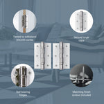 Polished Chrome Fire Door Hinges - 3 Inch/76mm - Grade 7 Steel Ball Bearing - Pack 2 - tradefit - 6