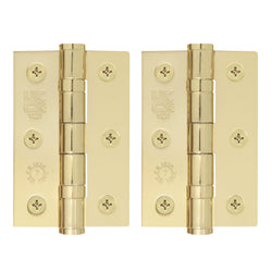 Polished Brass Fire Door Hinges - 3 Inch/76mm - Grade 7 Steel Ball Bearing - Pack 2 - tradefit