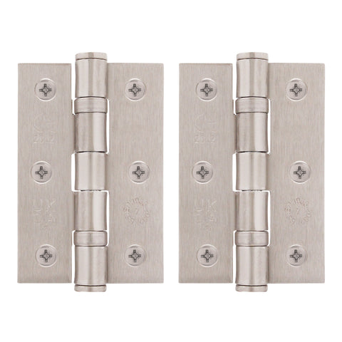 Satin Nickel Fire Door Hinges - 3 Inch/76mm - Grade 7 Steel Ball Bearing - Pack 2 - tradefit