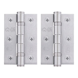 Satin Chrome Fire Door Hinges - 3 Inch/76mm - Grade 7 Steel Ball Bearing - Pack 2 - tradefit